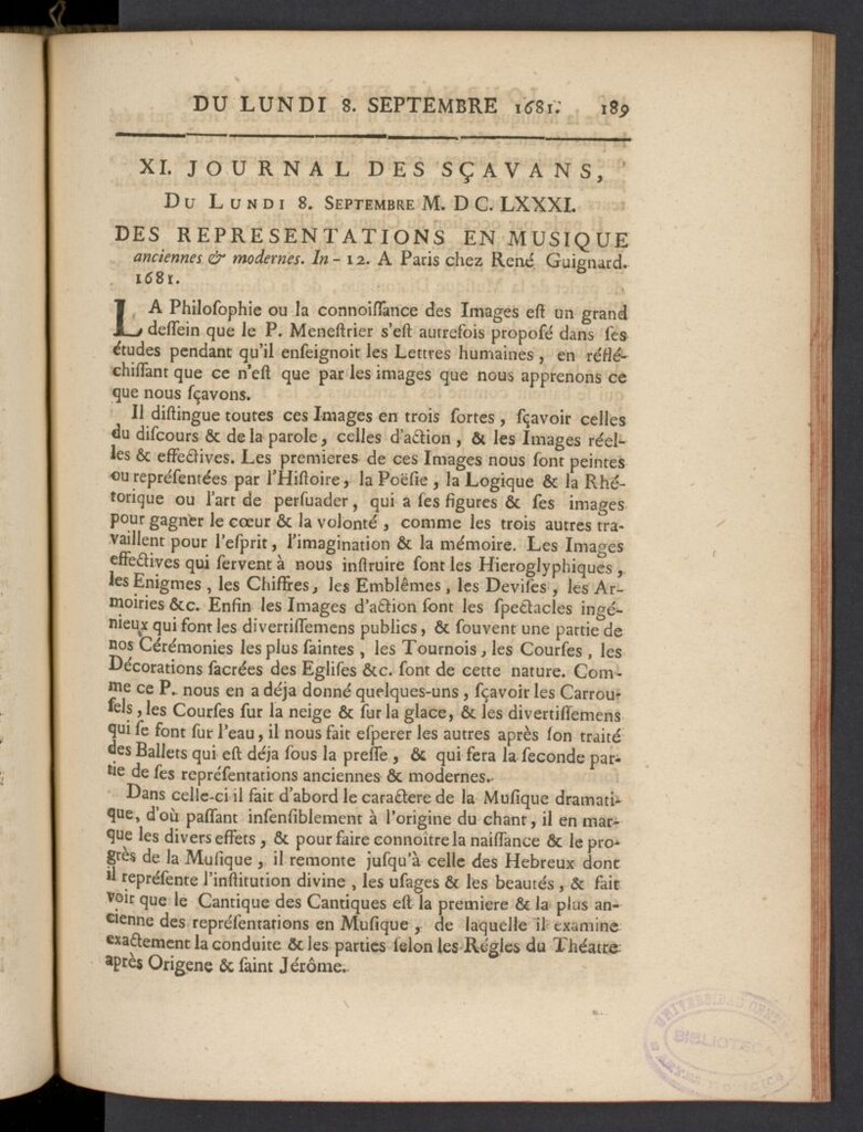 Miniatura de Le Journal des Sçavans pour l´année del 8 de septiembre de 1681, nº 11 [sic]