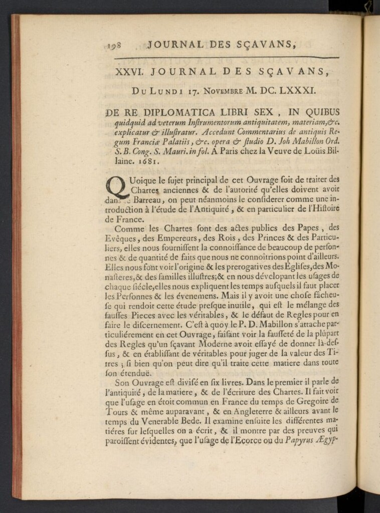 Miniatura de Le Journal des Sçavans pour l´année del 17 de noviembre de 1681, nº 26