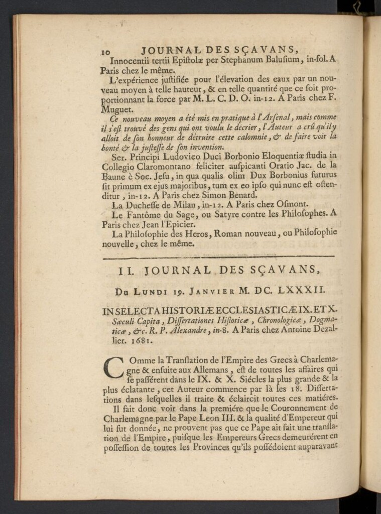 Miniatura de Le Journal des Sçavans pour l´année del 19 de enero de 1682, nº 2