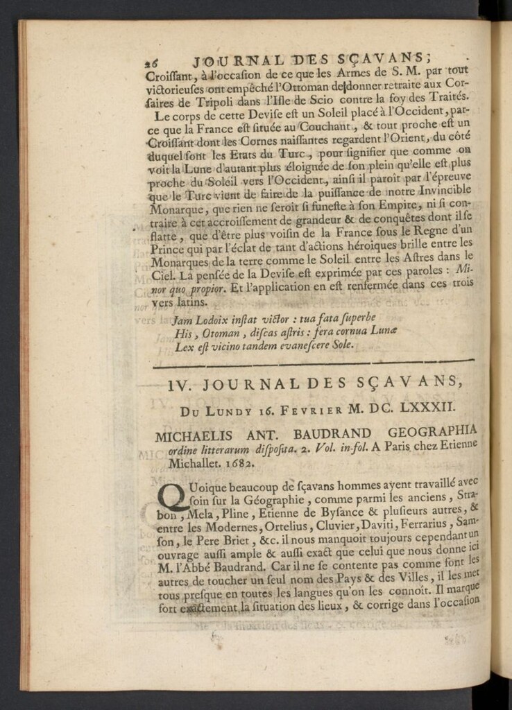 Miniatura de Le Journal des Sçavans pour l´année del 16 de febrero de 1682, nº 4