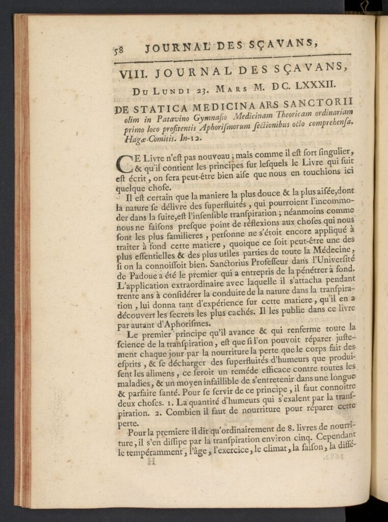 Miniatura de Le Journal des Sçavans pour l´année del 23 de marzo de 1682, nº 8