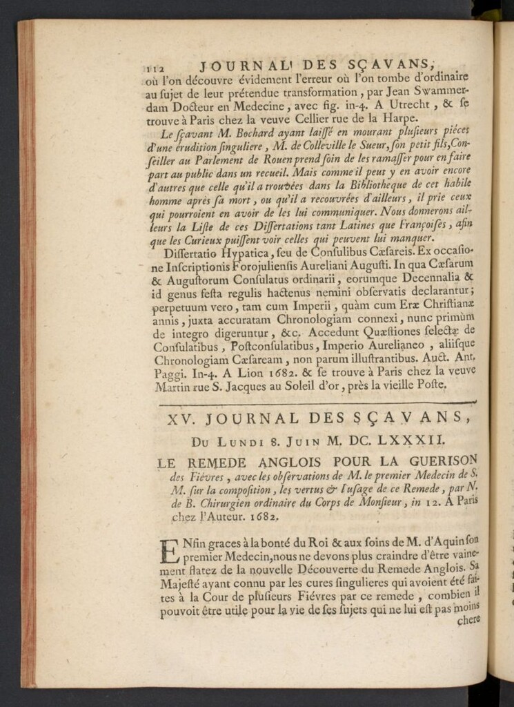 Miniatura de Le Journal des Sçavans pour l´année del 8 de junio de 1682, nº 15