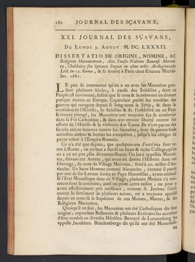 Miniatura de Le Journal des Sçavans pour l´année del 3 de agosto de 1682, nº 21