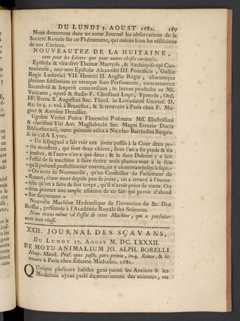 Miniatura de Le Journal des Sçavans pour l´année del 17 de agosto de 1682, nº 22
