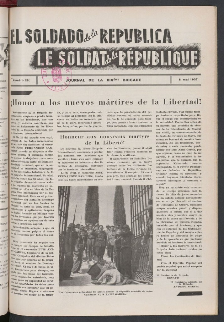 Miniatura de Le Soldat de la Republique : journal de la XIVe Brigade. 8 mai 1937