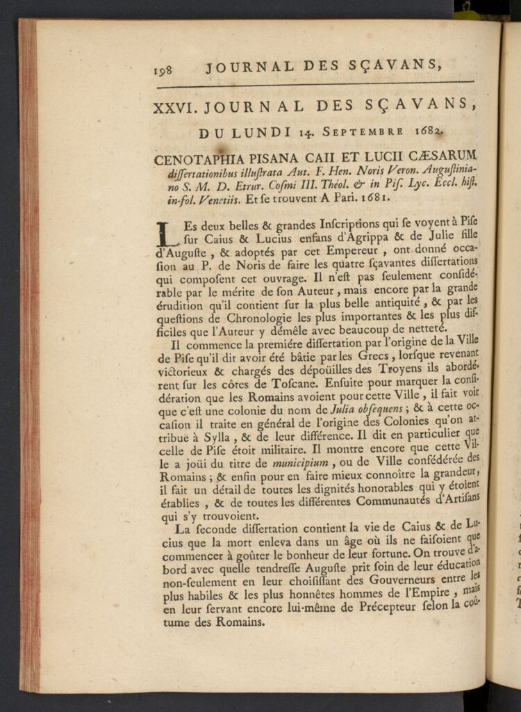 Miniatura de Le Journal des Sçavans pour l´année del 14 de septiembre de 1682, nº 26