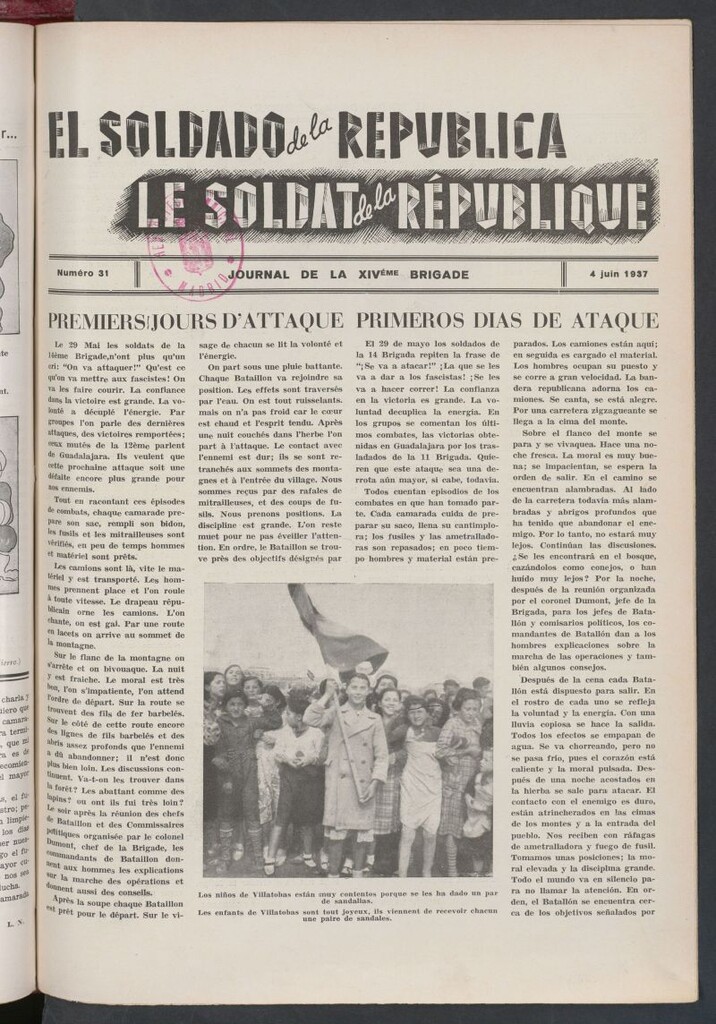 Miniatura de Le Soldat de la Republique : journal de la XIVe Brigade. 4 juin 1937
