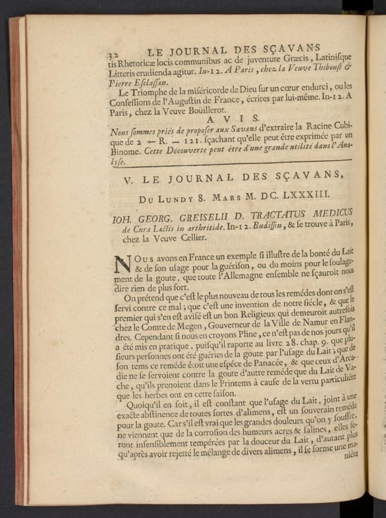 Miniatura de Le Journal des Sçavans pour l´année del 8 de marzo de 1683, nº 5