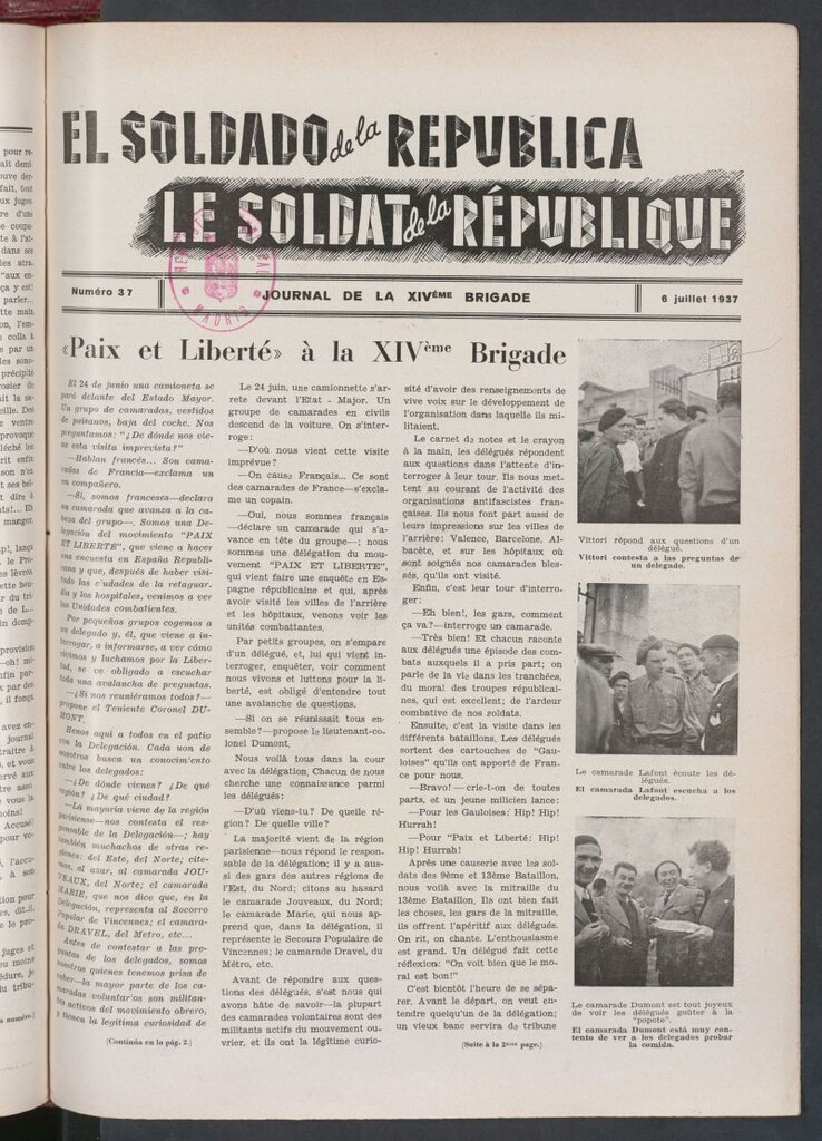 Miniatura de Le Soldat de la Republique : journal de la XIVe Brigade. 6 julliet 1937