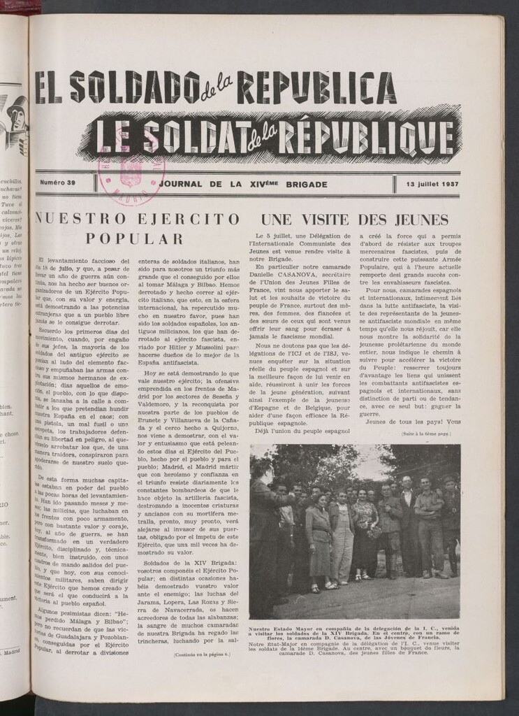 Miniatura de Le Soldat de la Republique : journal de la XIVe Brigade. 13 julliet 1937