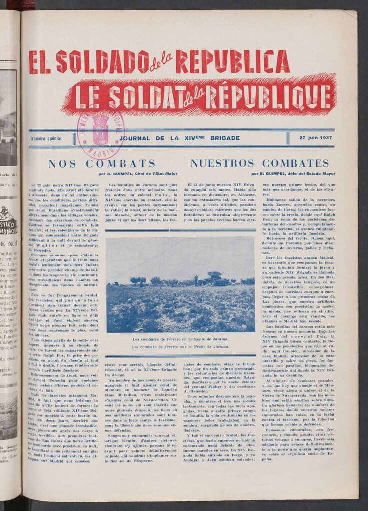 Miniatura de Le Soldat de la Republique : journal de la XIVe Brigade. 27 juin 1937