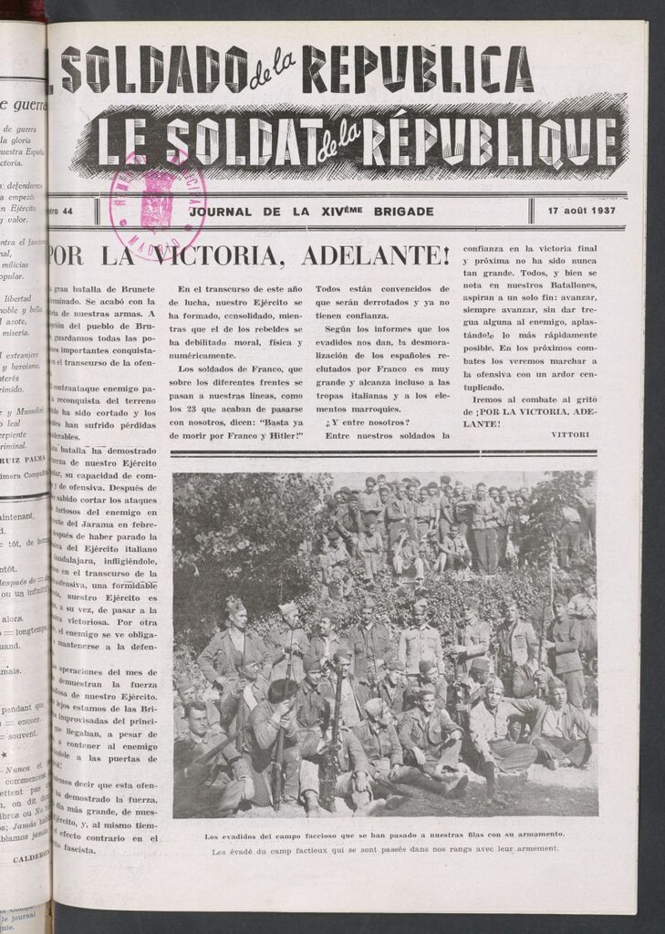 Miniatura de Le Soldat de la Republique : journal de la XIVe Brigade. 17 aoû 1937