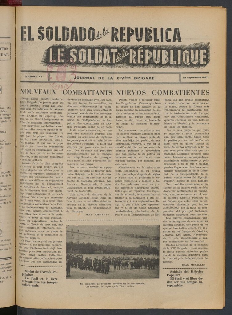 Miniatura de Le Soldat de la Republique : journal de la XIVe Brigade. 24 september 1937