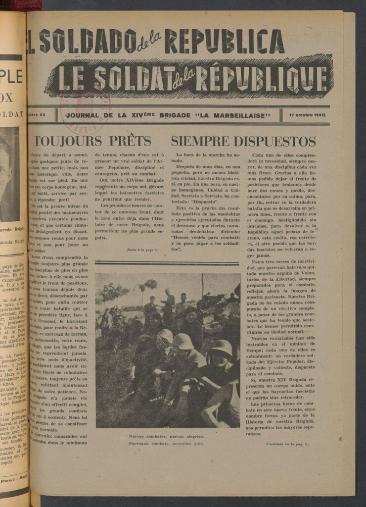 Miniatura de Le Soldat de la Republique : journal de la XIVe Brigade. 17 octobre 1937