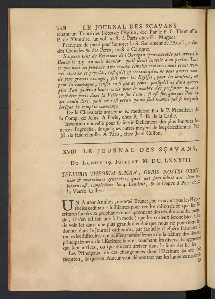 Miniatura de Le Journal des Sçavans pour l´année del 19 de julio de 1683, nº 18