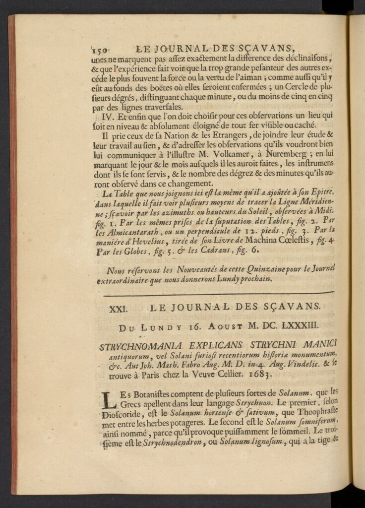 Miniatura de Le Journal des Sçavans pour l´année del 16 de agosto de 1683, nº 21