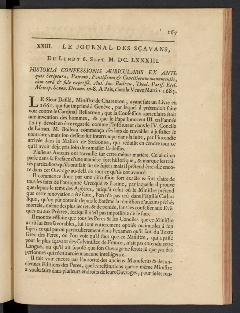 Miniatura de Le Journal des Sçavans pour l´année del 6 de septiembre de 1683, nº 23