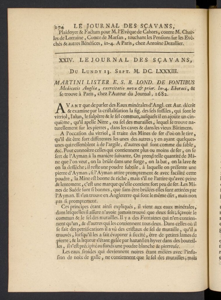 Miniatura de Le Journal des Sçavans pour l´année del 13 de septiembre de 1683, nº 24