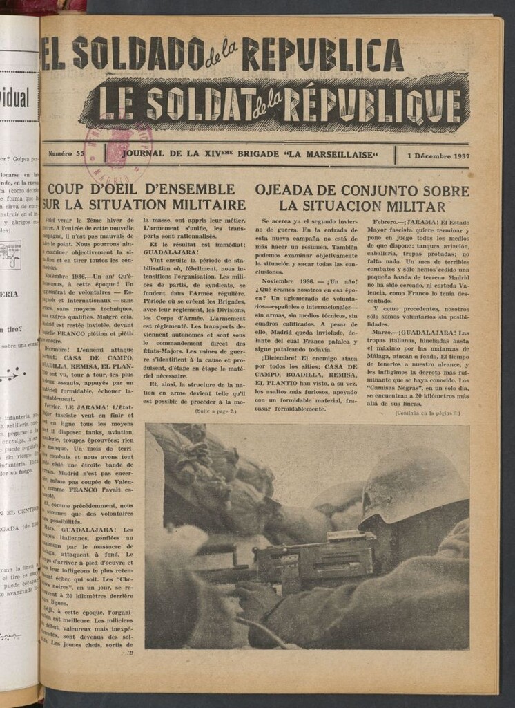Miniatura de Le Soldat de la Republique : journal de la XIVe Brigade. 1 decembre 1937