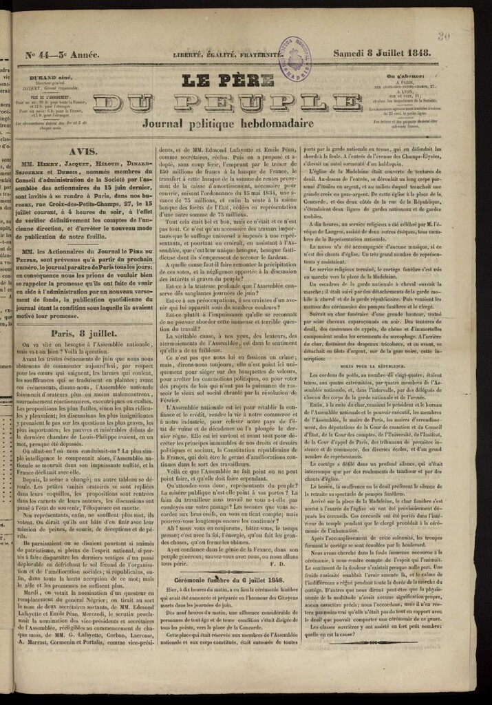 Miniatura de Le Pére du Peuple del 8 de julio de 1848