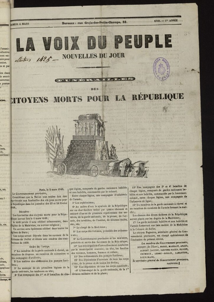 Miniatura de La Voix du Peuple : nouvelles du jour del 4 de marzo de 1848