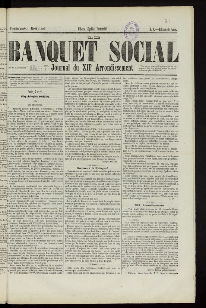 Miniatura de Le Banquet Social del 4 de abril de 1848, nº 9