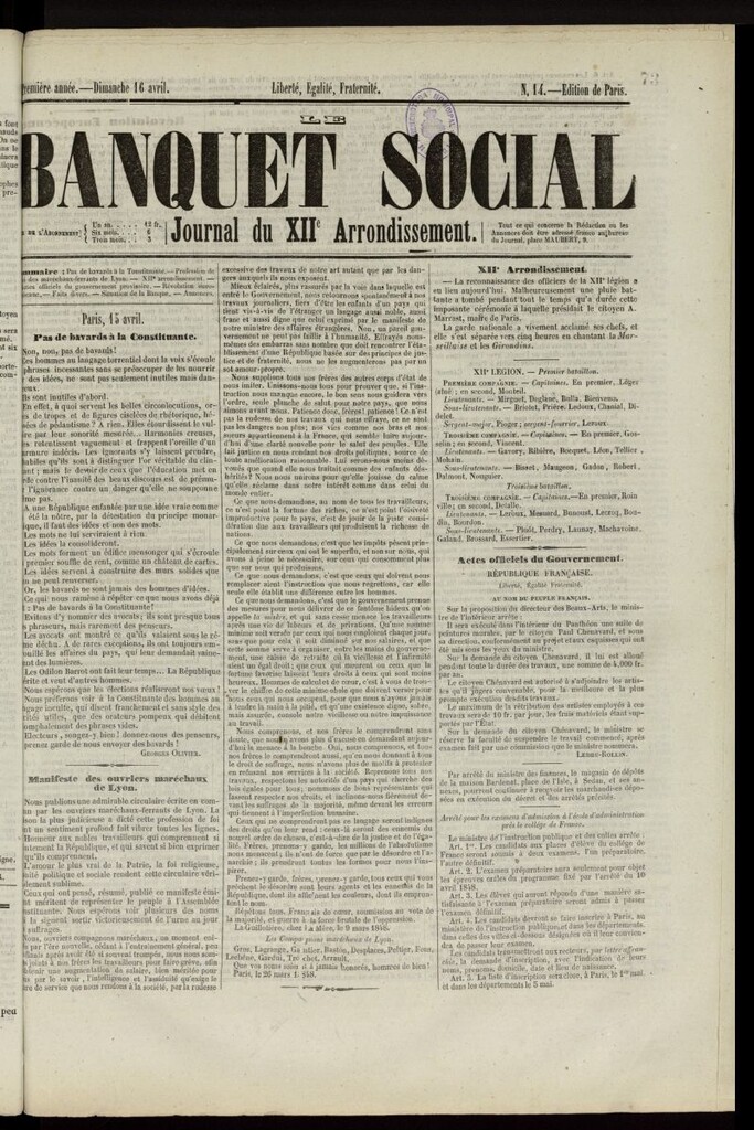 Miniatura de Le Banquet Social del 16 de abril de 1848, nº 14