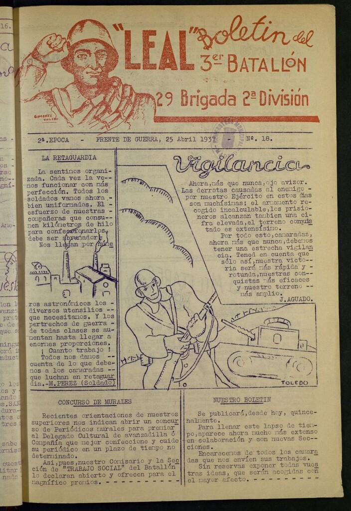 Miniatura de Leal : boletín del 3er Batallón, 29 Brigada, 2ª División del 25 de abril de 1937