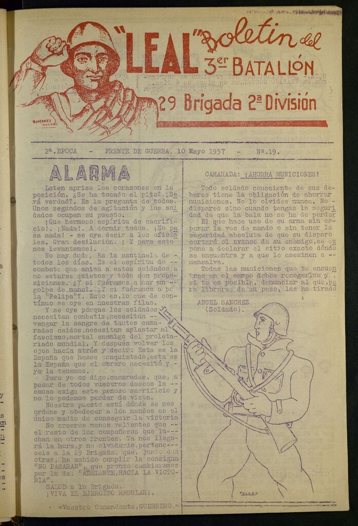 Miniatura de Leal : boletín del 3er Batallón, 29 Brigada, 2ª División del 10 de mayo de 1937