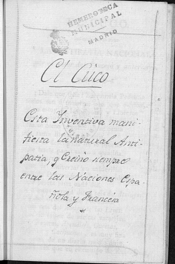 Miniatura de El Cuco: La Antipatía Nacional