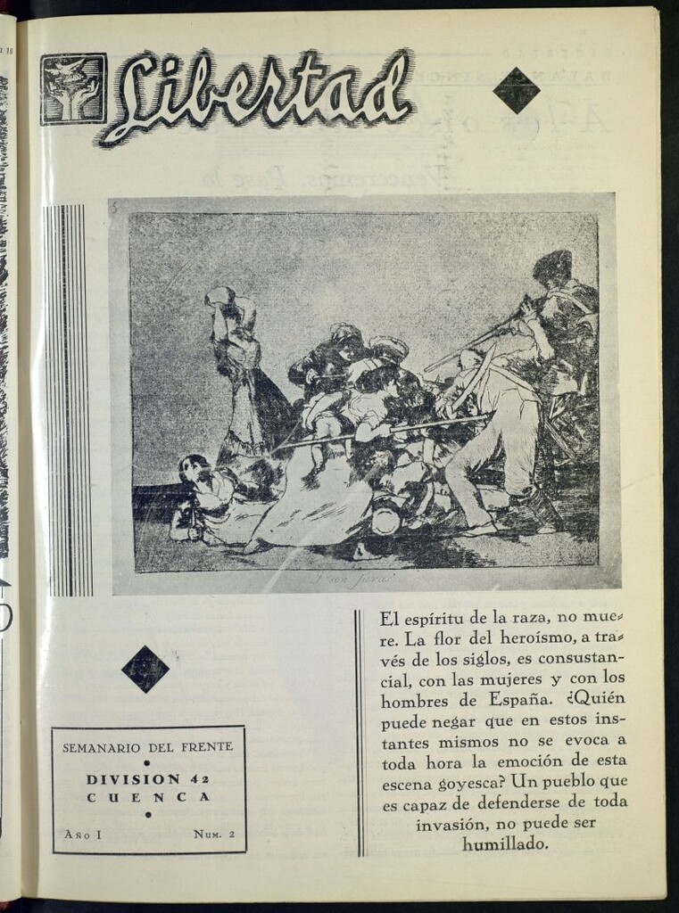 Miniatura de Libertad : semanario del frente : División D Cuenca. Nº 2