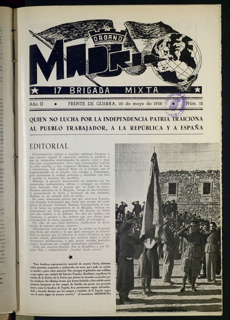 Miniatura de Madrid : órgano de la 17 Brigada del 20 de mayo de 1938