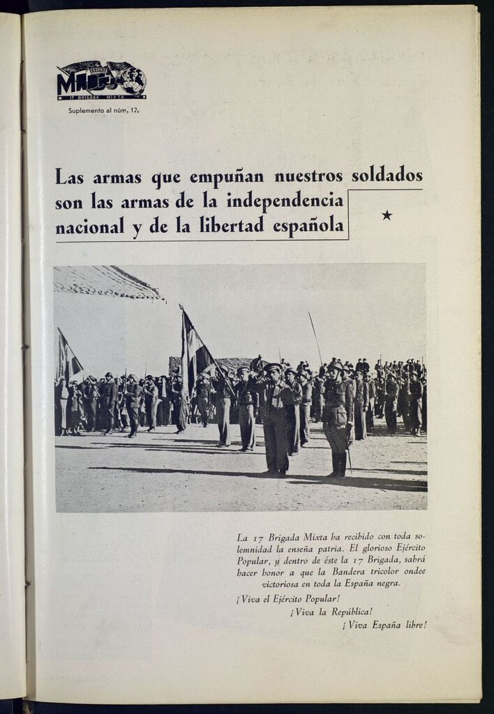Miniatura de Madrid : órgano de la 17 Brigada del 20 de mayo de 1938. Suplemento