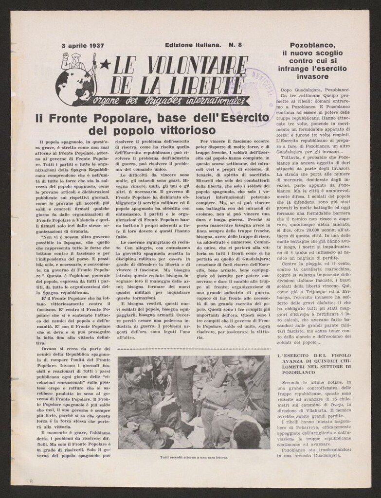 Miniatura de Le Volontaire de la Liberté : Organe des Brigades Internationales. 3 aprile 1937