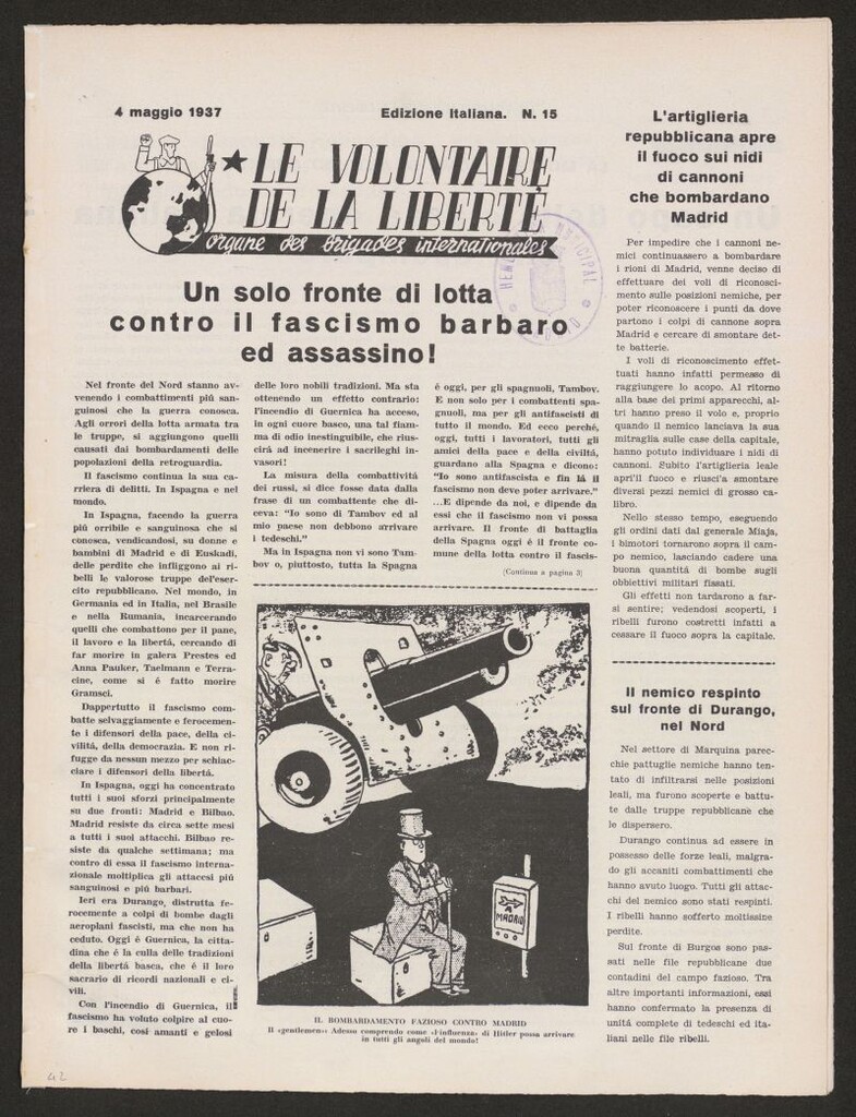 Miniatura de Le Volontaire de la Liberté : Organe des Brigades Internationales. 4 maggio 1937