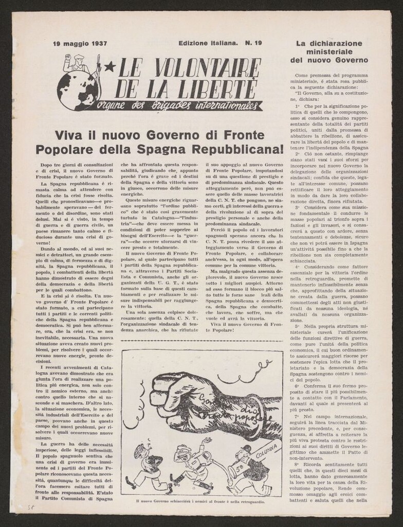 Miniatura de Le Volontaire de la Liberté : Organe des Brigades Internationales. 19 maggio 1937