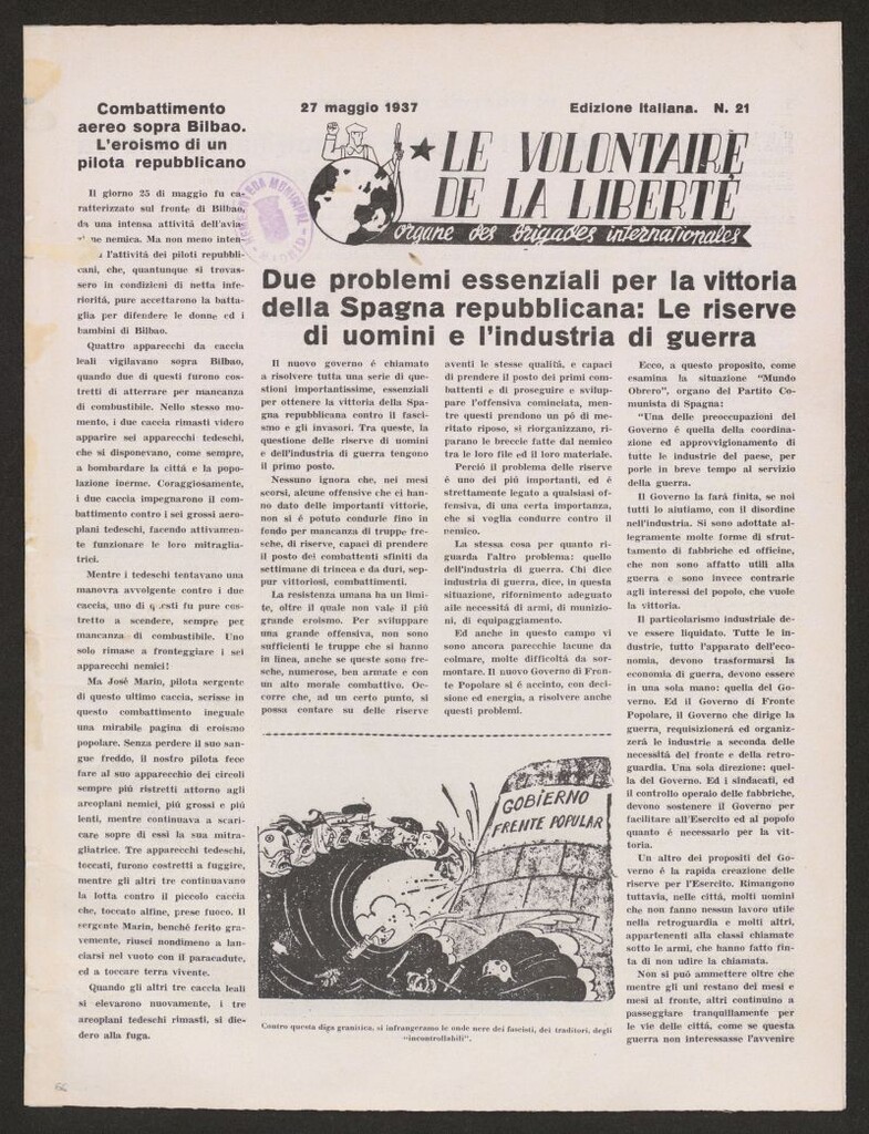 Miniatura de Le Volontaire de la Liberté : Organe des Brigades Internationales. 27 maggio 1937