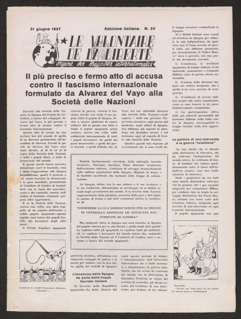 Miniatura de Le Volontaire de la Liberté : Organe des Brigades Internationales. 31 [sic] giugno 1937