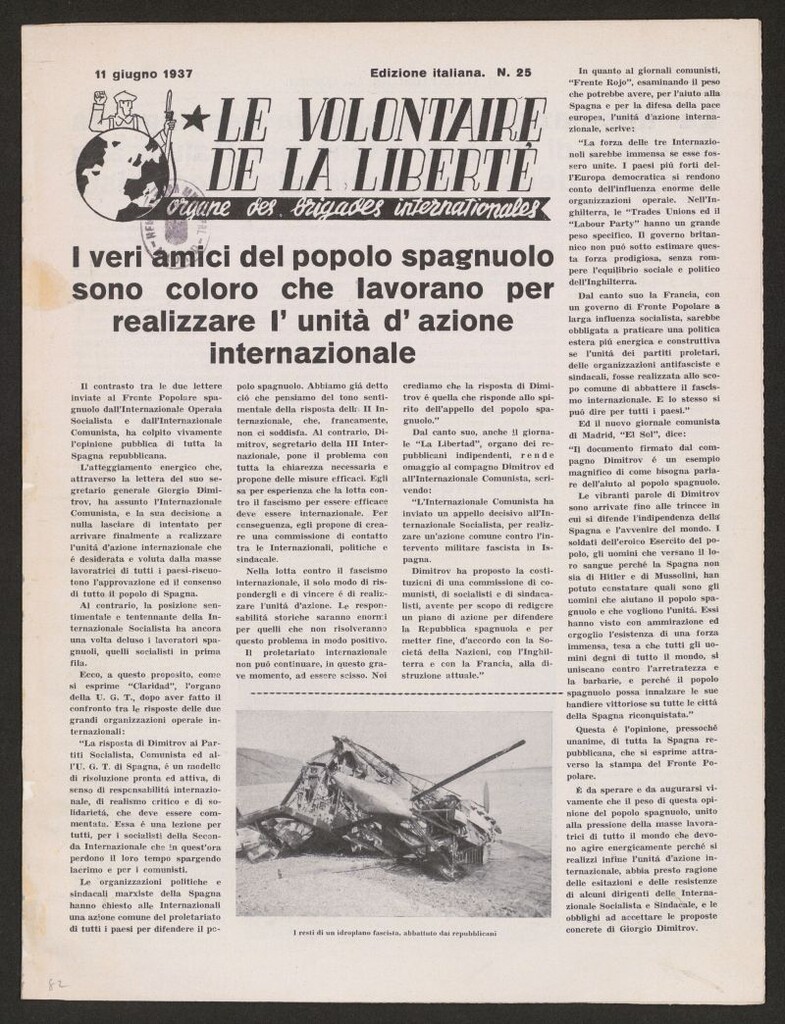 Miniatura de Le Volontaire de la Liberté : Organe des Brigades Internationales. 11 giugno 1937