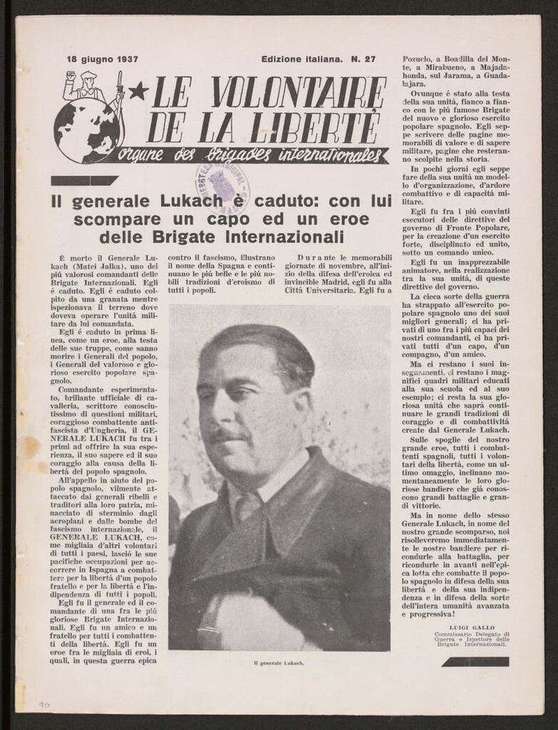 Miniatura de Le Volontaire de la Liberté : Organe des Brigades Internationales. 18 giugno 1937