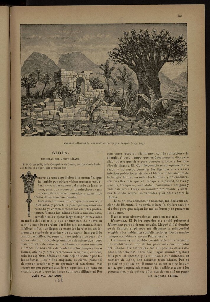 Miniatura de Las Misiones Católicas del 31 de agosto de 1885