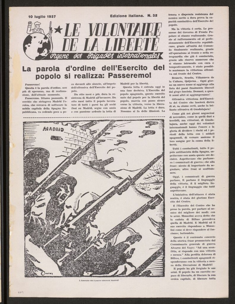 Miniatura de Le Volontaire de la Liberté : Organe des Brigades Internationales. 10 luglio 1937