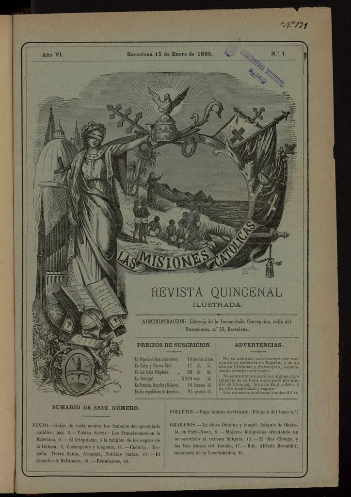 Miniatura de Las Misiones Católicas del 15 de enero de 1885, suplemento