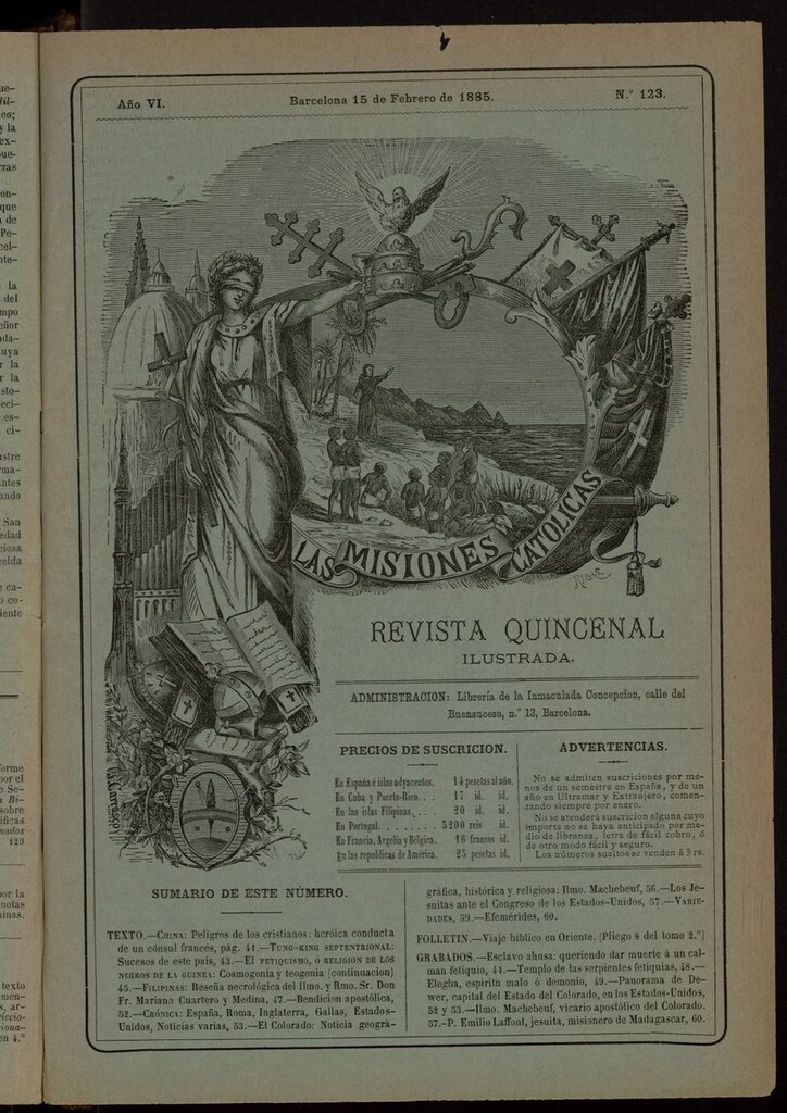 Miniatura de Las Misiones Católicas del 15 de febrero de 1885, suplemento