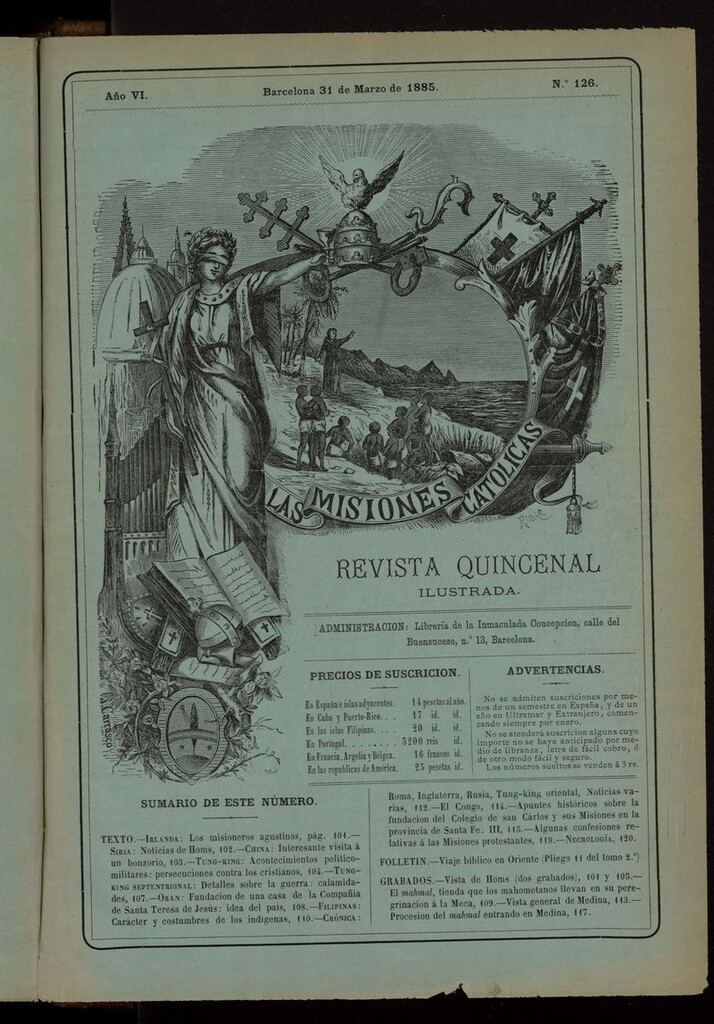 Miniatura de Las Misiones Católicas del 31 de marzo de 1885, suplemento