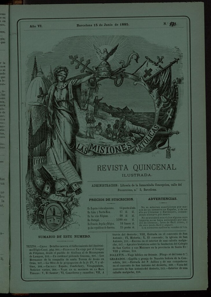 Miniatura de Las Misiones Católicas del 15 de junio de 1885, suplemento