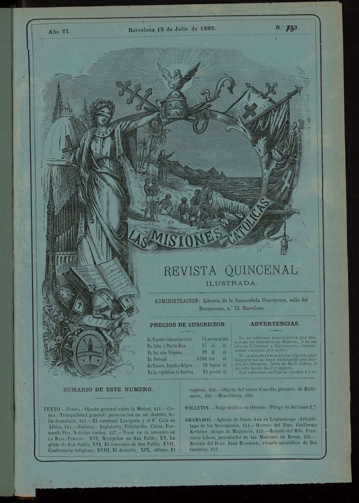 Miniatura de Las Misiones Católicas del 15 de julio de 1885, suplemento