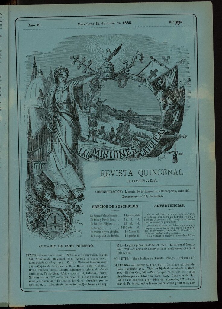 Miniatura de Las Misiones Católicas del 31 de julio de 1885, suplemento