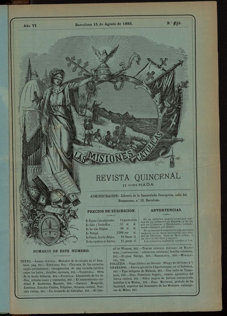 Miniatura de Las Misiones Católicas del 15 de agosto de 1885, suplemento
