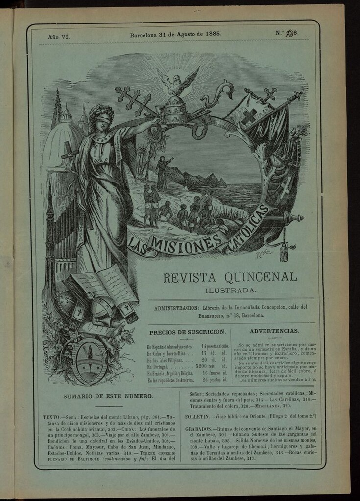 Miniatura de Las Misiones Católicas del 31 de agosto de 1885, suplemento